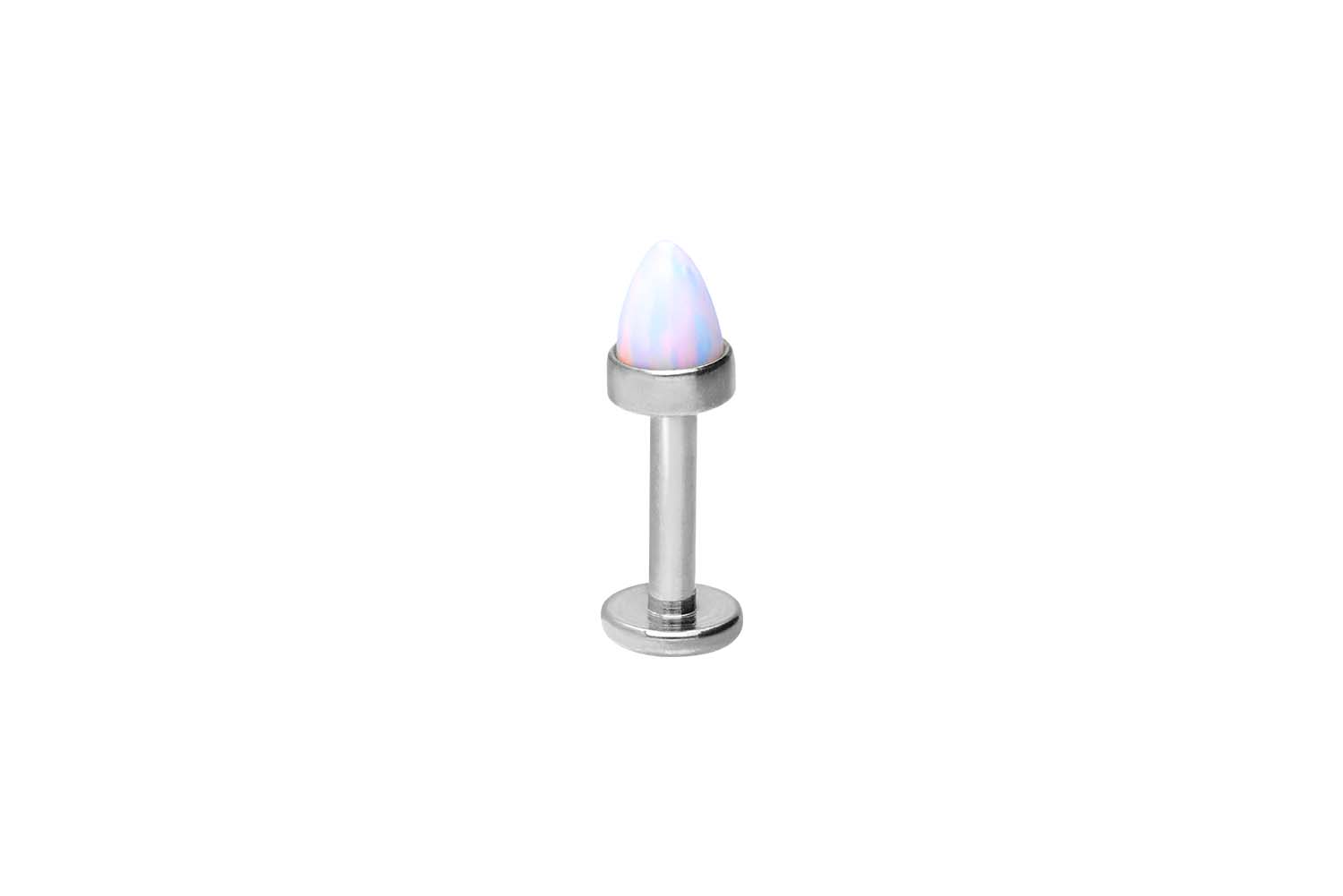 Chirurgenstahl Labret Piercing mit Innengewinde OPALSPITZE
